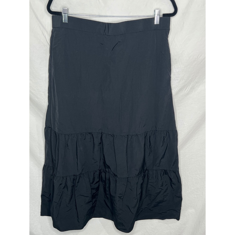 COS Black Nylon Tiered Skirt Women's Sz 12 Pockets Gorpcore Granola Mid Length